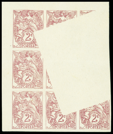 N°108, bloc de 9 non dentelé avec variété absence 