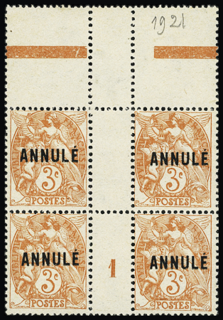 Lot d'annulés (10 dont un bloc de 4 millésime 1)