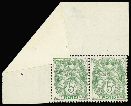 N°111 en paire avec impression partielle sur coin 