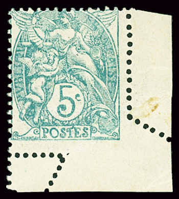 N°111 en paire, variété de piquage par pliage de l