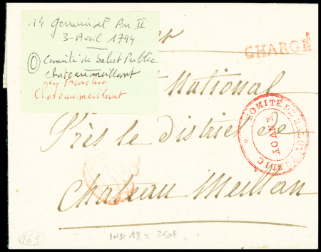 Lettre de Paris pour Chateaumeillant (1794) avec m