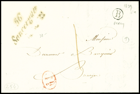 Lettre avec cursive "56 Sancergues" avec ligne "La