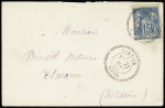 N°90 OBL CAD perlé "Varnier Alger" (1883), répété 