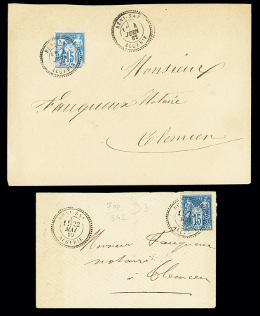 2 lettres AFF n°90 OBL CAD perlé D3 "Beni-Saf Algé