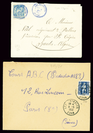 2 lettres : n°90 OBL CAD perlé bleu "Les Trembles