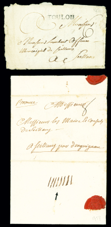Var : 4 plis. Lettre avec MP "Toulon" (1756 - L5 -
