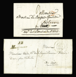 BOUCHES-DU-RHONE 2 lettres : MP "Deb 12 Aix" (1825