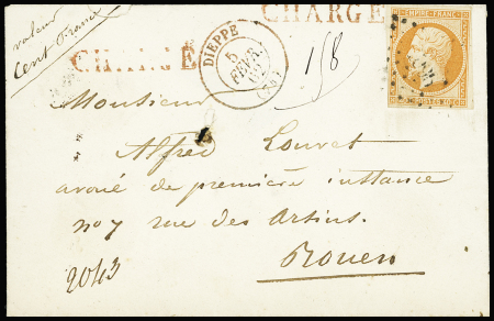 N°16 OBL PC 1096 noir + T15 rouge "Dieppe 74" Sein