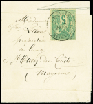 N°75 OBL T18 Alexain (1890) sur bande de journal. TB