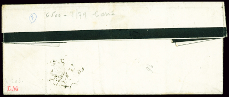 N°2 15c vert, OBL grille sur lettre, signé Calves.