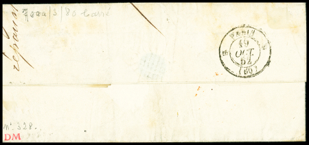 N°2 15c vert OBL étoile muette sur lettre, trace de