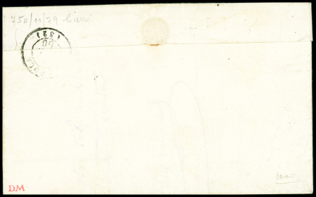 N°4 25c bleu OBL grille +cursive "32 Pellegrue" +