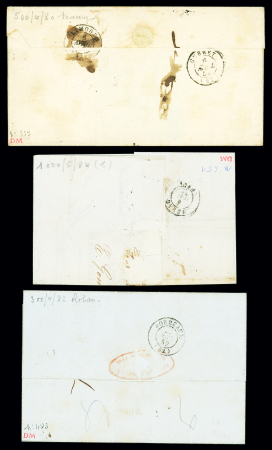 3 lettres AFF n°4 OBL PC 850 + T15 "Chambon-s-Voue