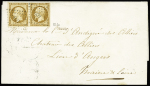 N°9 en paire bien margée OBL PC 521 sur lettre de Briare