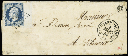 N°10b 25c bleu, grand BDF avec filet d'encadrement