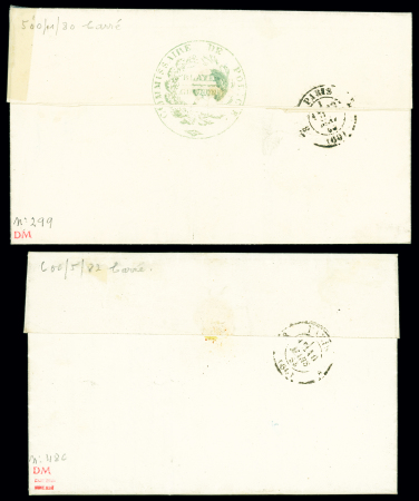 2 lettres : n°10 OBL PC 410 + T15 Blaye (Gironde,