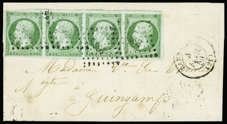 N°12, bande de 4 OBL PC 1625 + T15 "Lamballe (21)"