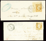 2 lettres locales : n°13, BDF, OBL PC 516 + T15" B