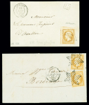 2 lettres : n°13 OBL GC 256 + T15 "Avallon (1864)"