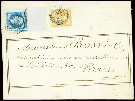 N°14, grand coin de feuille + n°13 OBL T15 "Bordea