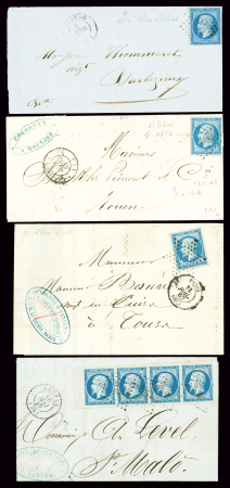 12 letttres AFF n°14 dont bleu sur lilas, bleu sur