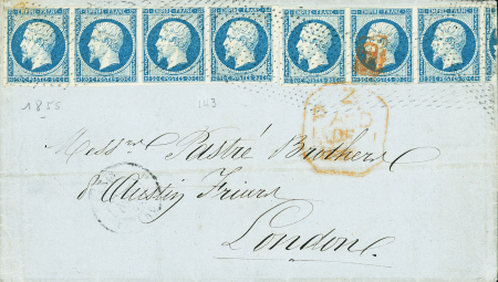 N°14, 2 bandes de 4 (1 timbre replié) OBL roulette