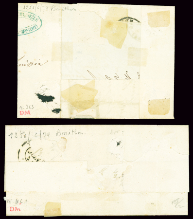 N°15 25c bleu sur 4 lettres et 1 fragment de La Capelle