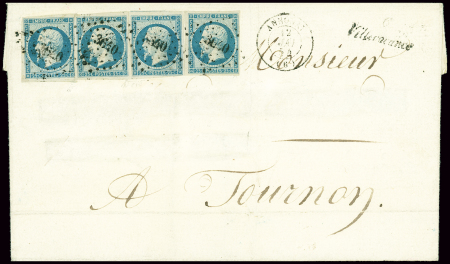 N°15, 4 pièces, bonnes marges, OBL PC 3640 + cursi