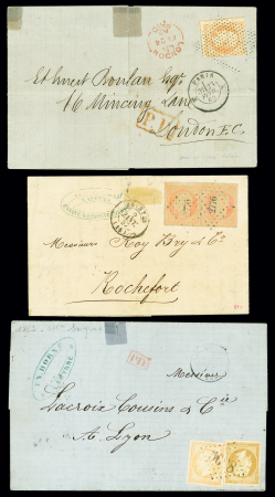 5 lettres AFF n°16 (+ divers) OBL diverses dont gr
