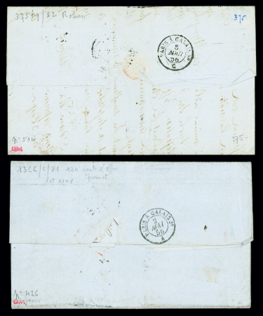 2 lettres pour Londres AFF n°16 en bande de 3 OBL