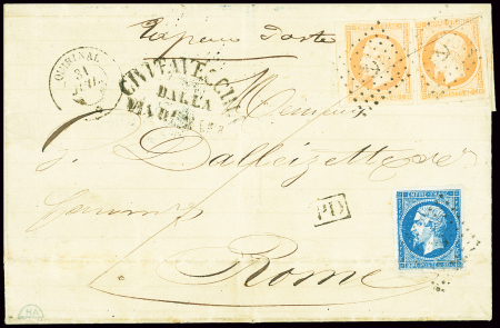N°14 + 16, 2 pièces, OBL ancre + CAD "Quirinal" (1