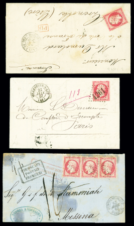 3 lettres : n°24 OBL ancre + CAD rond "Montevideo