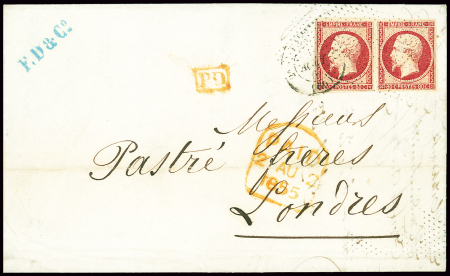 N°17A 80c carmin, 2 pièces OBL roulette de pointil