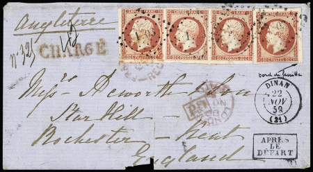 N°17A 80c carmin, bande de 3 + 1 pièce OBL PC 1103