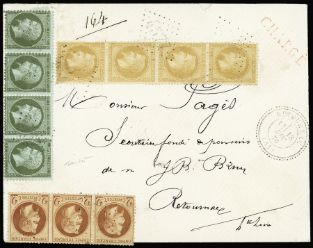 N°19, bande de 4 + n°26, bande de 3 + n°28, bande