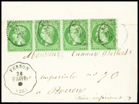 N°20, bande de 4, OBL T16 Rouen (Seine-inférieure