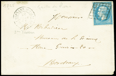 N°22 OBL grille (TB) + CAD "Corps exp d'Italie 2e