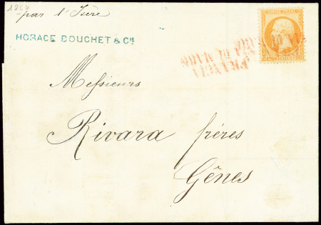 N°23 OBL griffe noire "Francia via di mare" répété