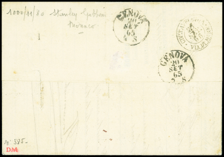 N°23 OBL griffe "Francia via di mare" sur lettre d