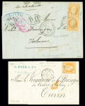 2 lettres : n°23, 2 pièces, OBL rect de points 184