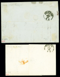 2 lettres : n°23, 2 pièces, OBL rect de points 184