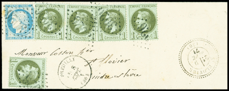 N°25, bande de 5 + 1 pièce OBL T16 "Preuilly (36)"
