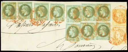 N°25, 5 paires + n°59 en paire OBL CAD rouge "impr