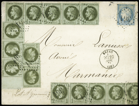 N°25, 2 bande de 5 + bande de 3 + paire + n°37 OBL