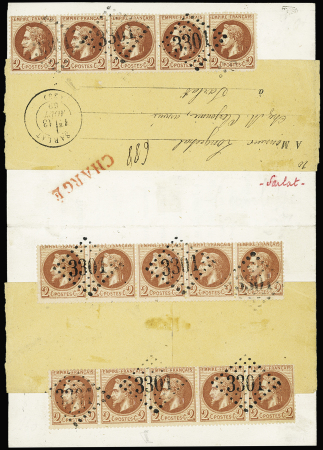 N°26, 3 bandes de 5, OBL GC 3301 + T17 Sarlat Dord