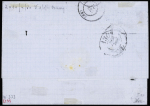 N°27 4c gris, bande de 4 + 1 pièce OBL GC 217 (Aud
