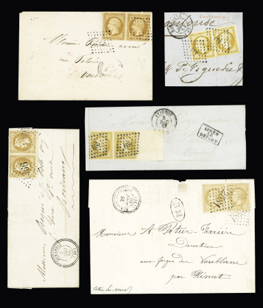 2 lettres AFF n°28 en paire, OBL GC 2581 + T22  "M