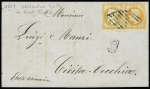 N°28A + 31 OBL grille Civita-Vecchia sur lettre de