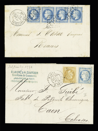 2 lettres : n°29, bande de 4, OBL GC 1312 + T17 "D