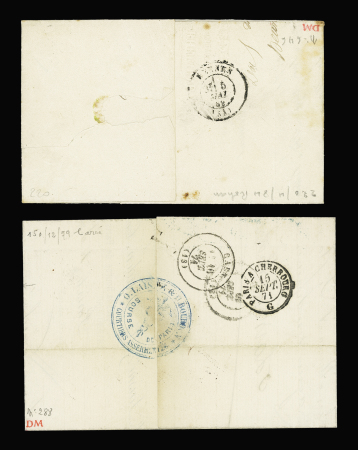 2 lettres : n°29, bande de 4, OBL GC 1312 + T17 "D